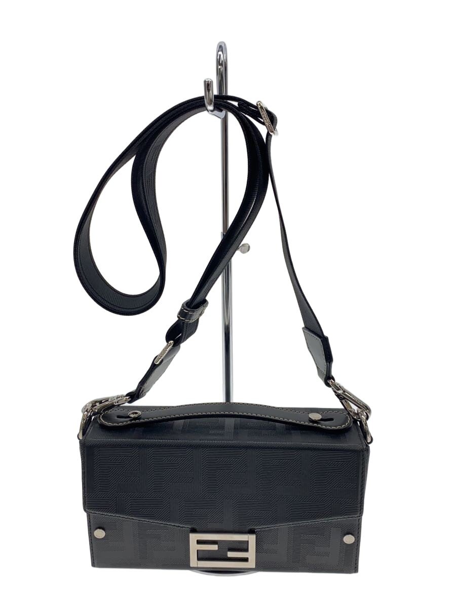 【中古】FENDI◆バゲットソフトトランク/ズッカ/ショルダーバッグ/なめし革/BLK/総柄【御徒面子】