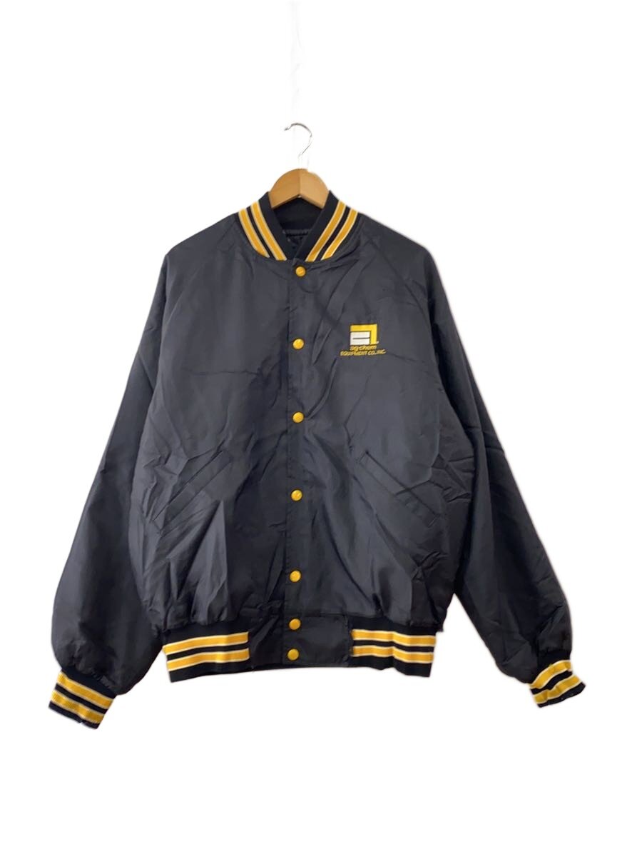 【中古】BUTWIN◆80s/中綿スタジャン/1/ナイロン/黒いこと/無地/刺しゅう/バトウィン//【メンズウェア】