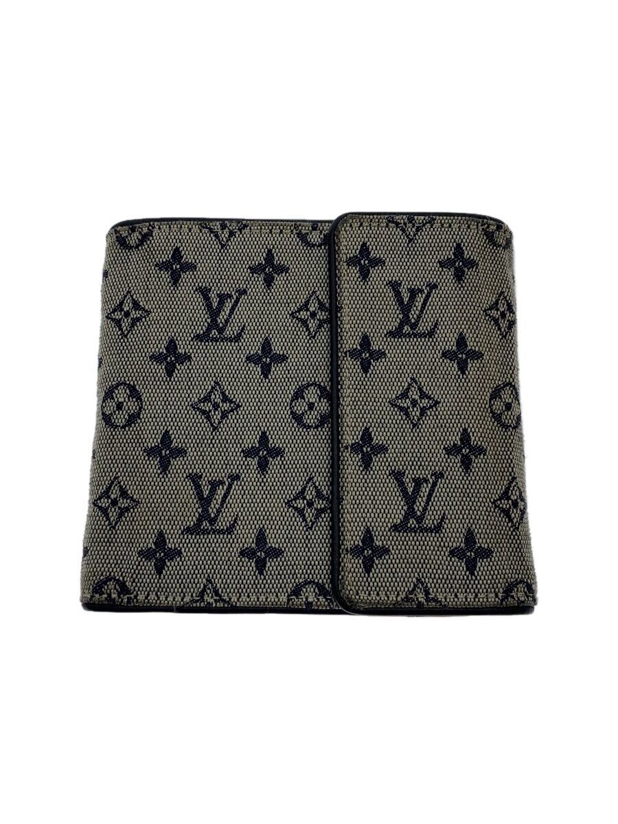 【中古】LOUIS VUITTON◆ポルト・ビエ・カルト・クレディ・モネ_モノグラム・ミニ_GRY/キャンバス/GRY/レディース【服飾雑貨他】