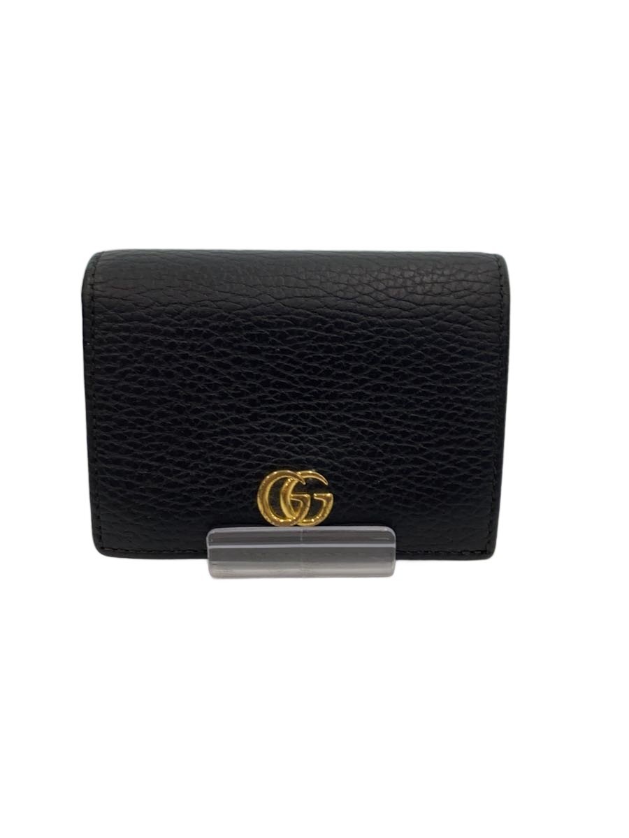 【中古】GUCCI◆2つ折り金入れ/なめし革/BLK/レディース/456126・2149【服飾雑貨他】