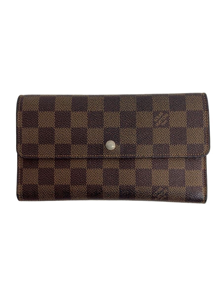 【中古】LOUIS VUITTON◆ポルト・トレゾール・インターナショナル/ダミエ・エベヌ/N61217/PVC/BRW/レディース【服飾雑貨他】