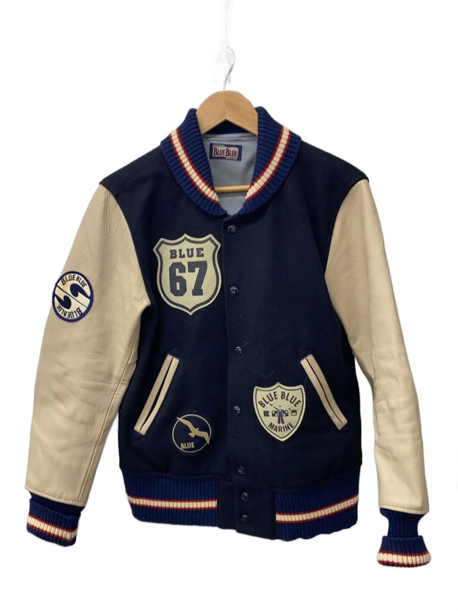 【中古】BLUE BLUE◆袖レザー/バックビッグロゴ刺繍/スタジャン/2/ウール/BLK//【メンズウェア】|2nd STREET 店