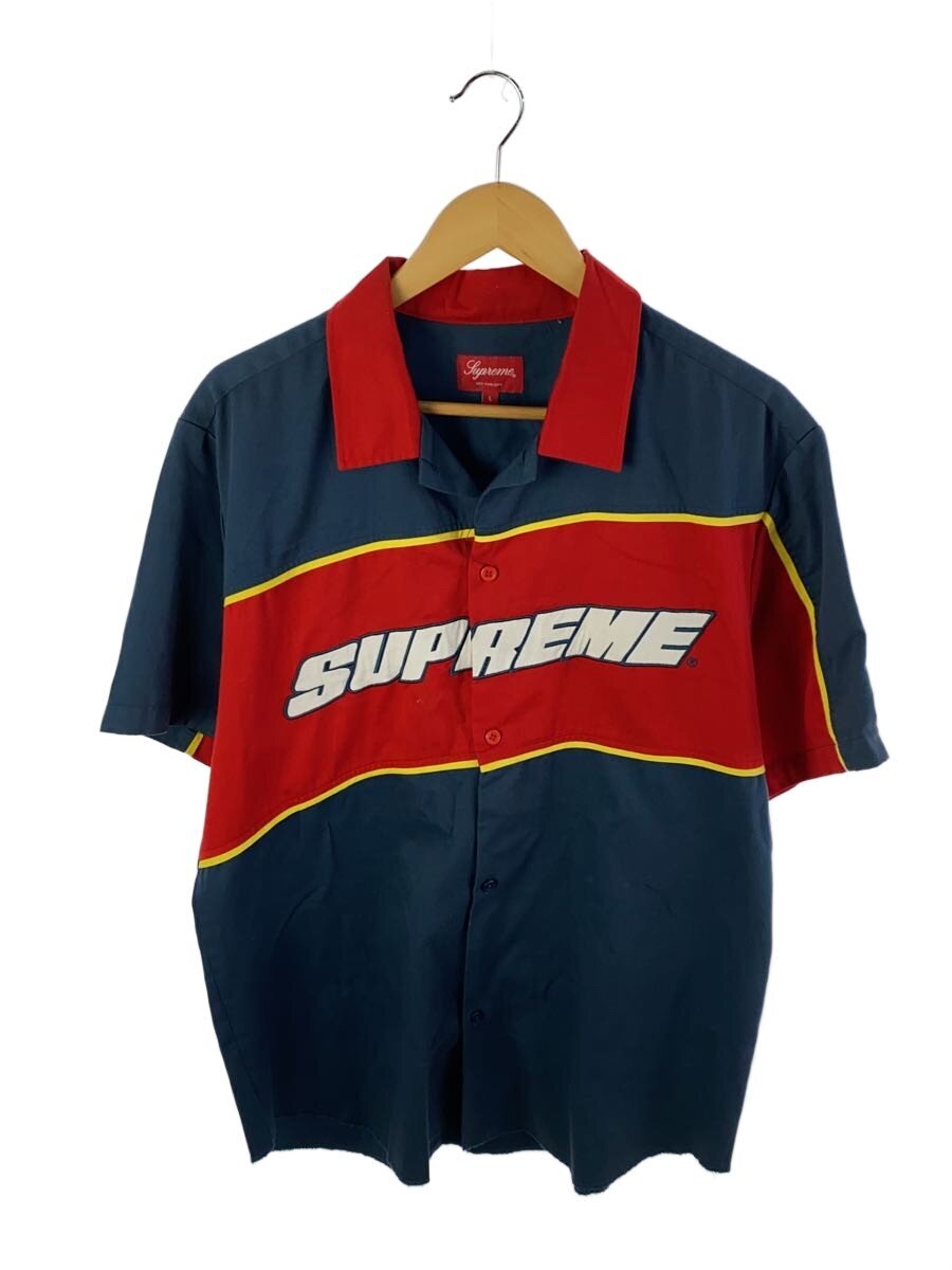 【中古】Supreme◆半袖プルオーバー/L/綿織物/GRY/18SS/COLOR BLOCKED WORK SHIRT【メンズウェア】