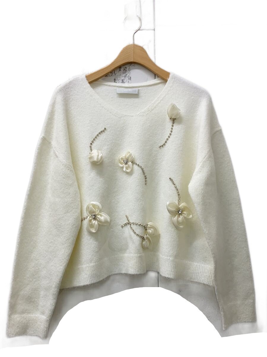 【中古】CELFORD◆24AW/フラワーモチーフビジューニットプルオーバー/one/アクリル/IVO/CWNT245025//【レディースウェア】｜2ｎｄ STREET 店