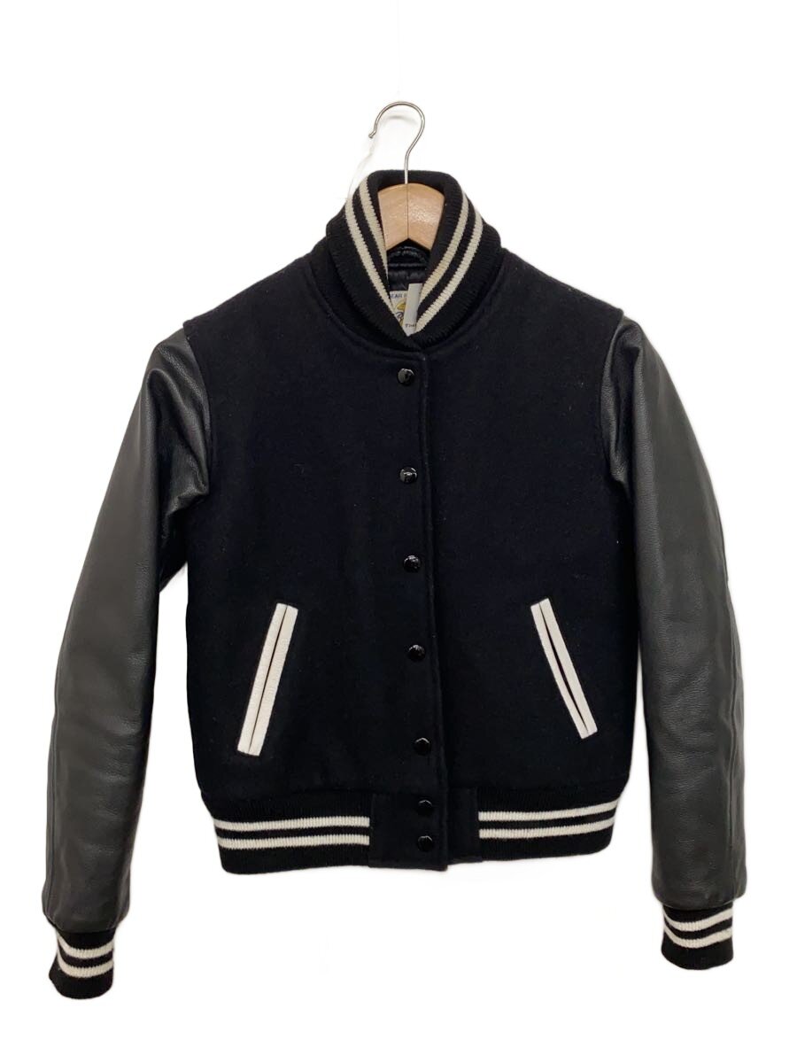 【中古】GOLDEN BEAR◆スタジャン/XS/羊毛/BLK【レディース御召しもの】