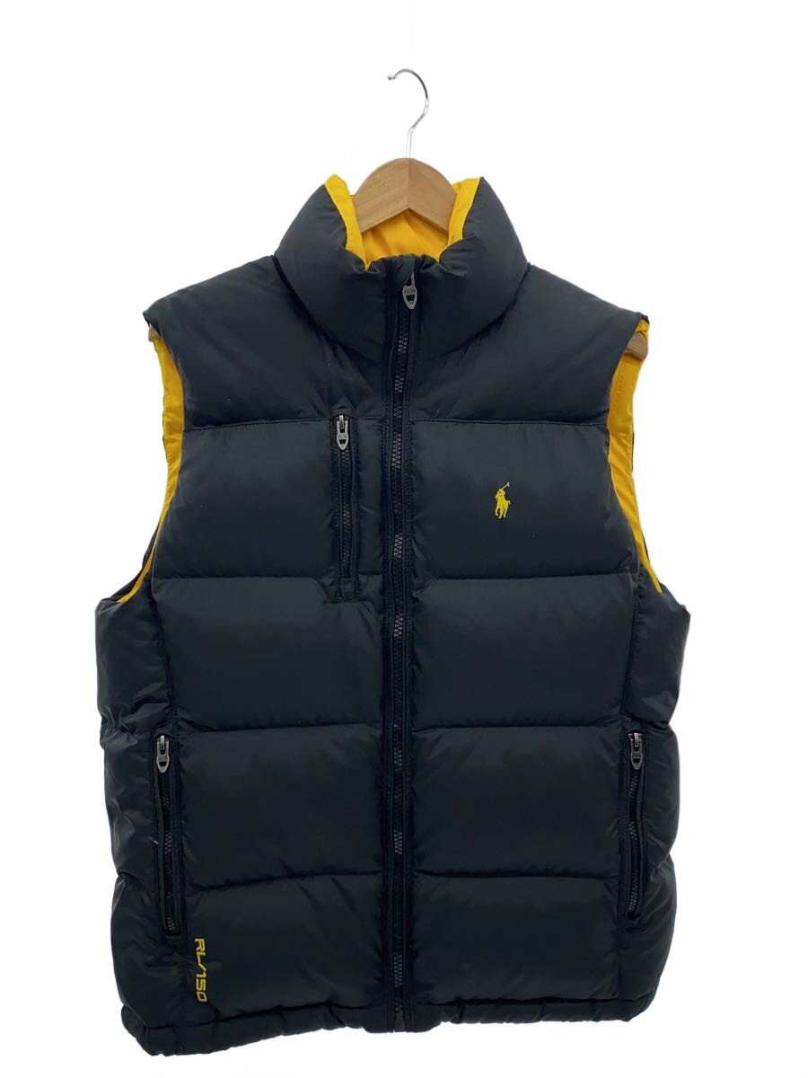【中古】POLO RALPH LAUREN◆ダウンベスト/M/ポリエステル/BLK/YLW/現行/TALONジップ/ドローコード/リップストッフ【メンズウェア】|2nd STREET 店