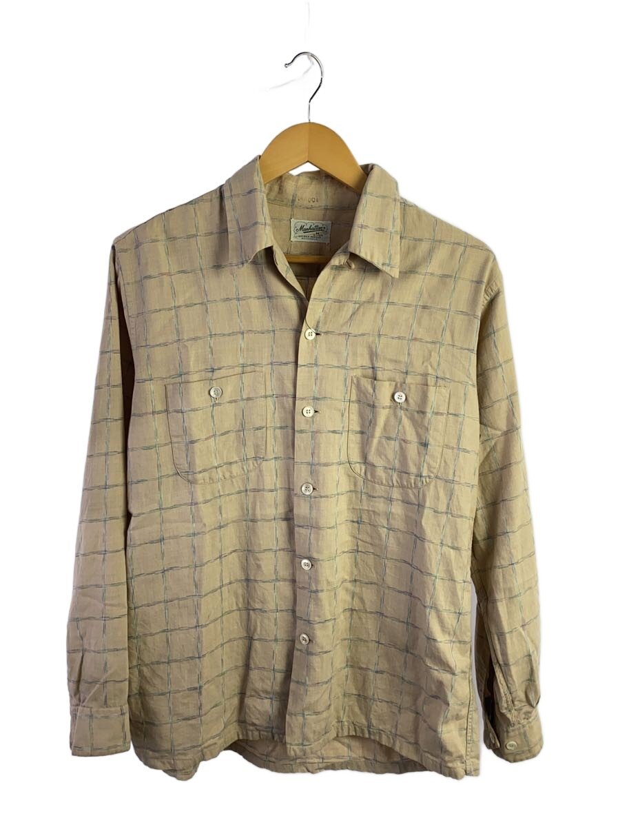 【中古】MANHATTAN◆長袖プルオーバー/M/--/BEG【メンズウェア】