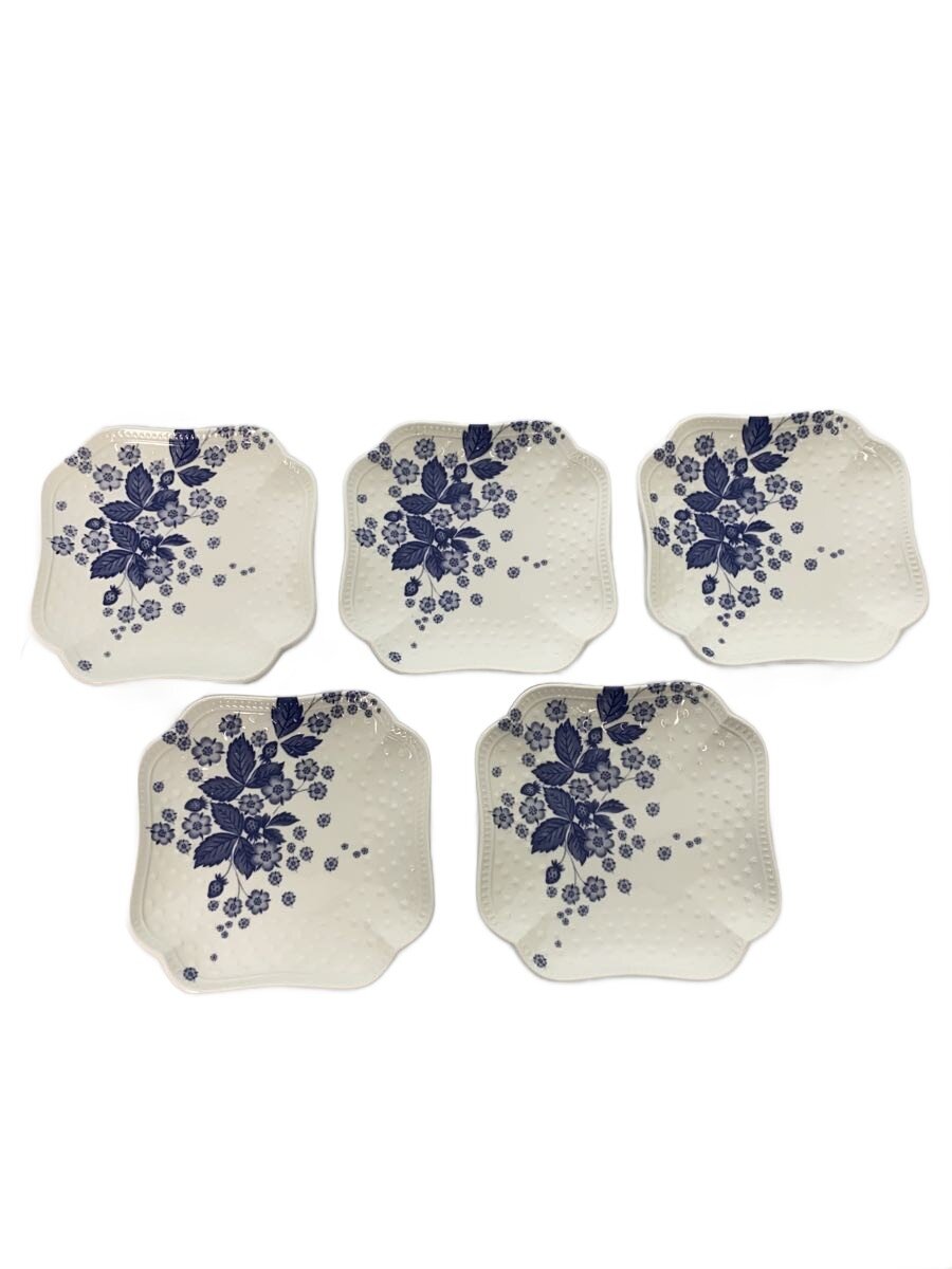 【中古】WEDGWOOD◆スモール一皿5枚仕掛ける/WHT/STRAWBERRY BLOOM INDIGO【勝手もと設備】