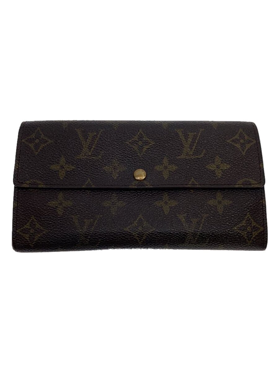 【中古】LOUIS VUITTON◆1)ポルト・フォイユ・サラ_モノグラム・帆布_BRW/PVC/BRW/総柄/レディース//【服飾雑貨他】