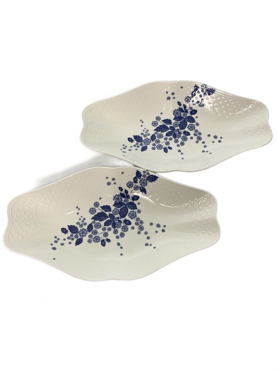 【中古】WEDGWOOD◆マルチディッシュ2枚仕掛ける/WHT/STRAWBERRY BLOOM INDIGO【勝手もと設備】