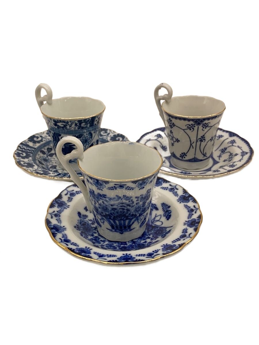 【中古】NARUMI◆カップ&ソーサー/3点セット/BLU/アンティークブルー【キッチン用品】