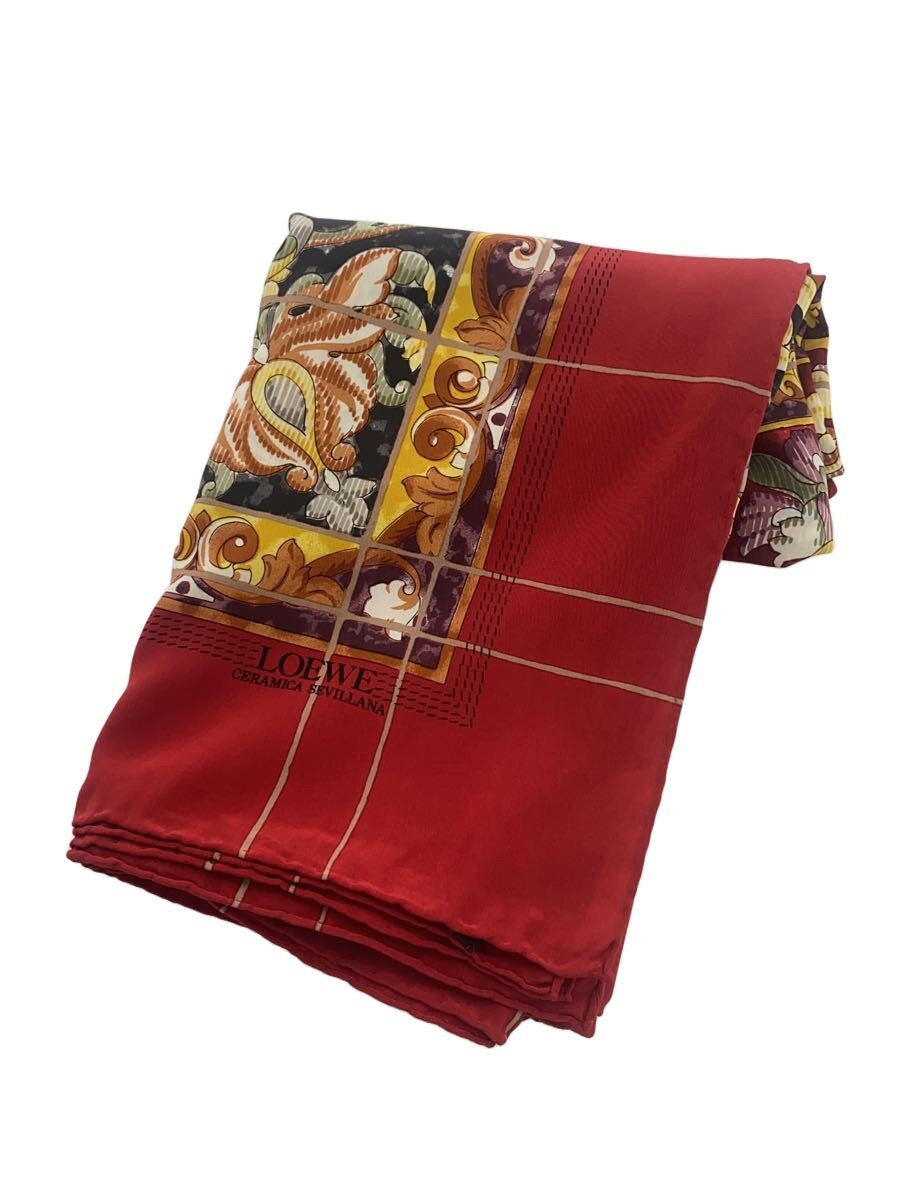 【中古】LOEWE◆えり巻き/地絹/赤いこと/総柄/レディース【服飾雑貨他】