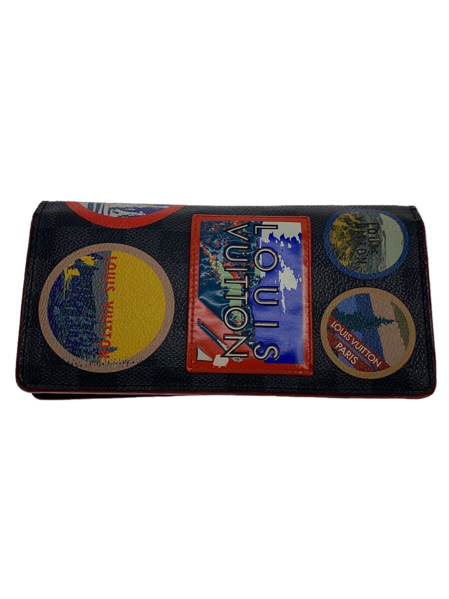 【中古】LOUIS VUITTON◆ポルト・フォイユ・ブラザ_ダミエ・グラフィット_アルプス_BRW/--/マルチカラー/メンズ【服飾雑貨他】