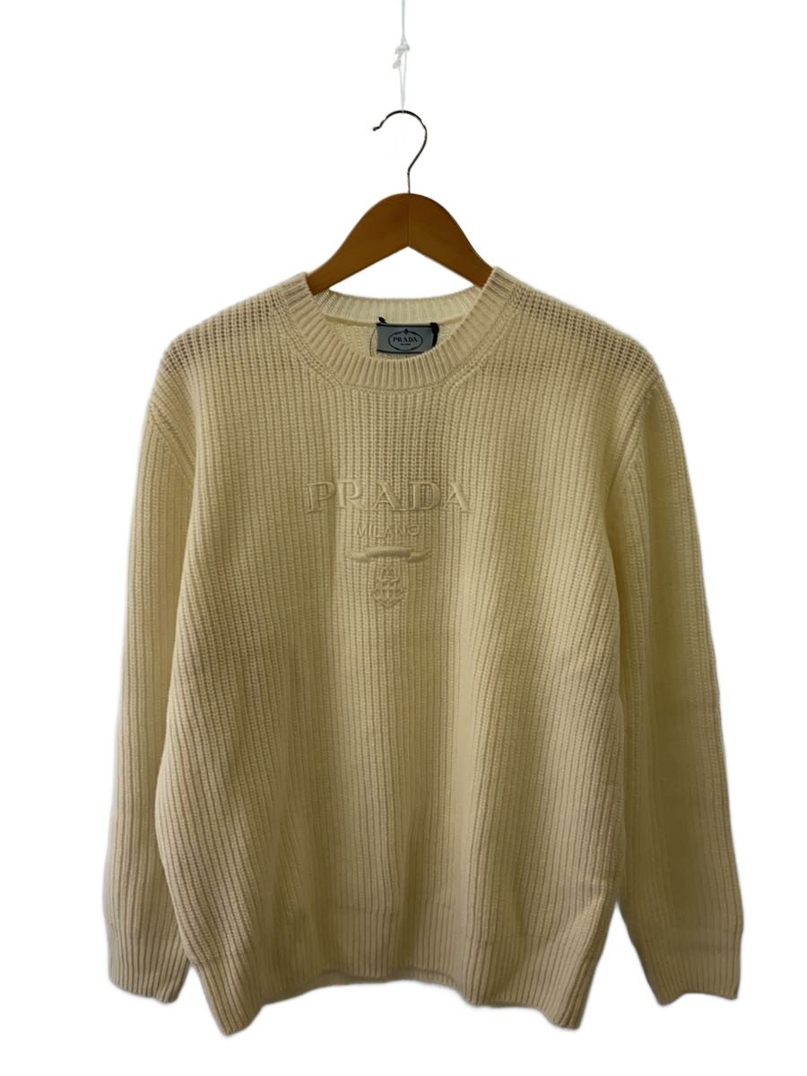 【中古】PRADA◆カシミール混編み物/42/羊毛/WHT/P24S1L【メンズウェア】