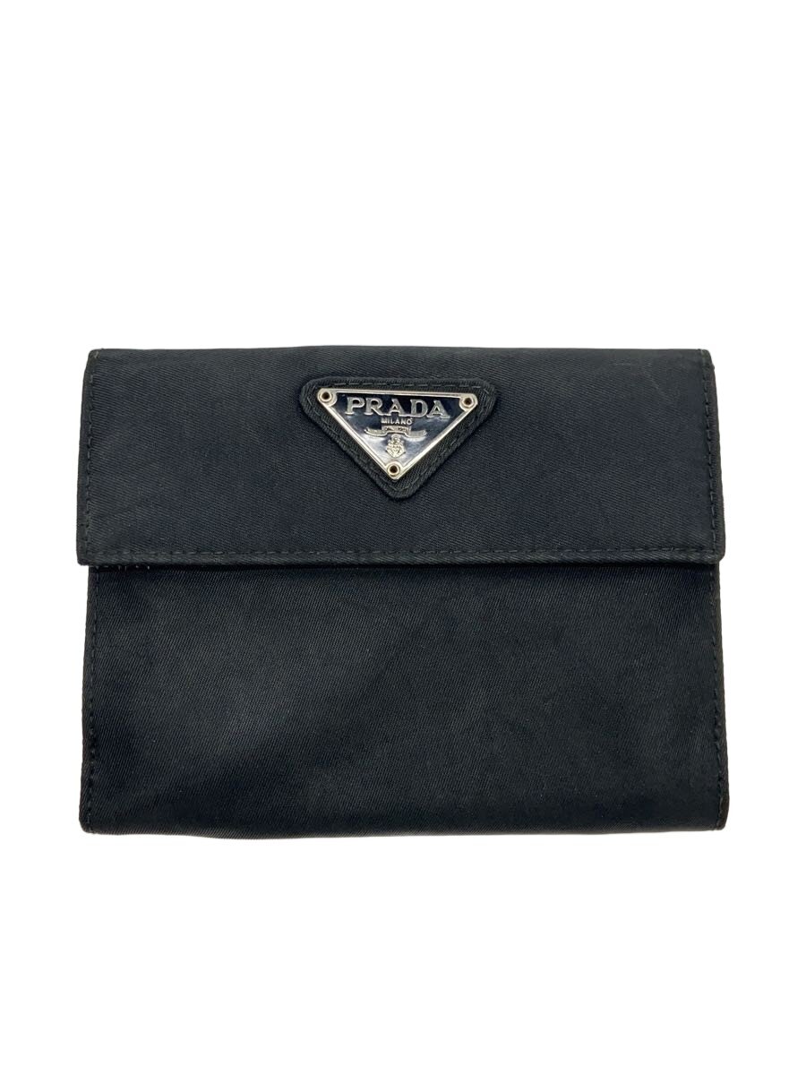 【中古】PRADA◆3つ折り金入れ/ナイロン/BLK/メンズ//【服飾雑貨他】