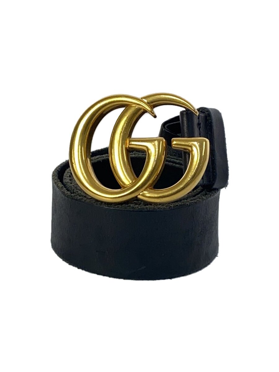 【中古】GUCCI◆三尺帯/なめし革/BLK/無地/メンズ/409416/ダブルGバックル//【服飾雑貨他】