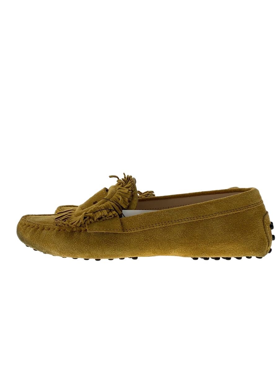 【中古】TOD’S◆モカション/フリンジ/ドライビングシューズ/36.5/CML/スウェード【シューズ】