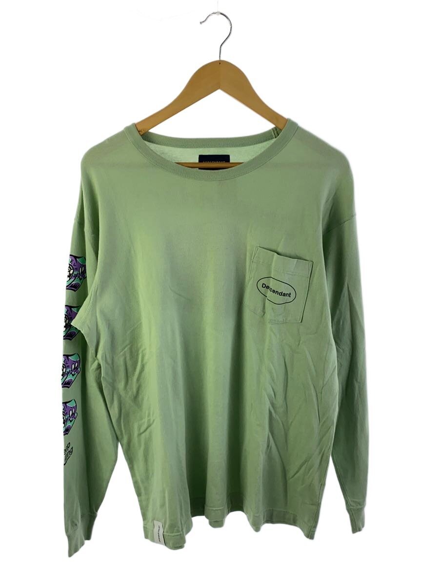 【中古】DESCENTE◆長袖プルオーバー/1/綿織物/GRN【メンズウェア】