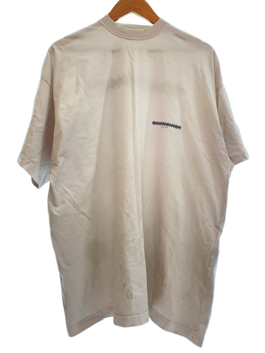 【中古】BALENCIAGA◆ロゴプリントオーバーサイズティーシャツ/2/綿織物/白いこと/刷り上げる/694576 TMVJ6/汚れた状態有【メンズウェア】