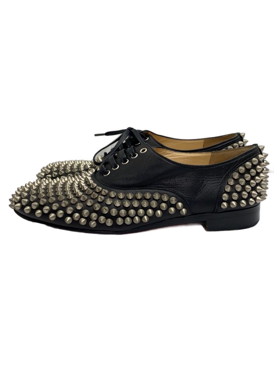 【中古】Christian Louboutin◆FREDDY FLAT CALF PLONGE/37/黒いこと/青錆有・根もと擦れ有【シューズ】