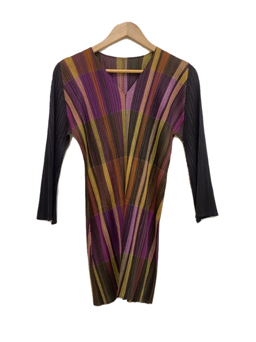 【中古】PLEATS PLEASE ISSEY MIYAKE◆長袖ワンピース/4/ポリエステル/マルチカラー/PP03-JT657//【レディースウェア】|2nd STREET 店