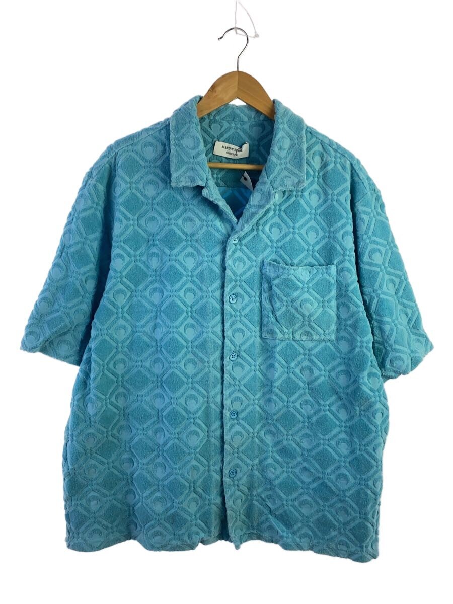 【中古】MARINE SERRE◆I/WHITE LINE/半袖ティーシャツ/XXL/綿織物/BLU/襟汚れた状態有/? NULL ?【メンズウェア】