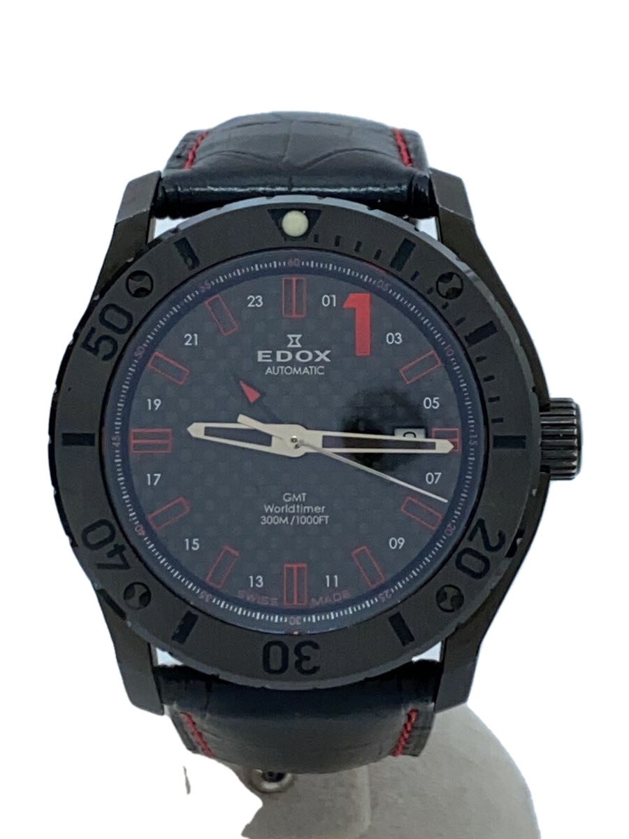【中古】EDOX◆Class-1/自動小銃巻ウオッチ/アナログ/なめし革/黒いこと/SS/93005【服飾雑貨他】