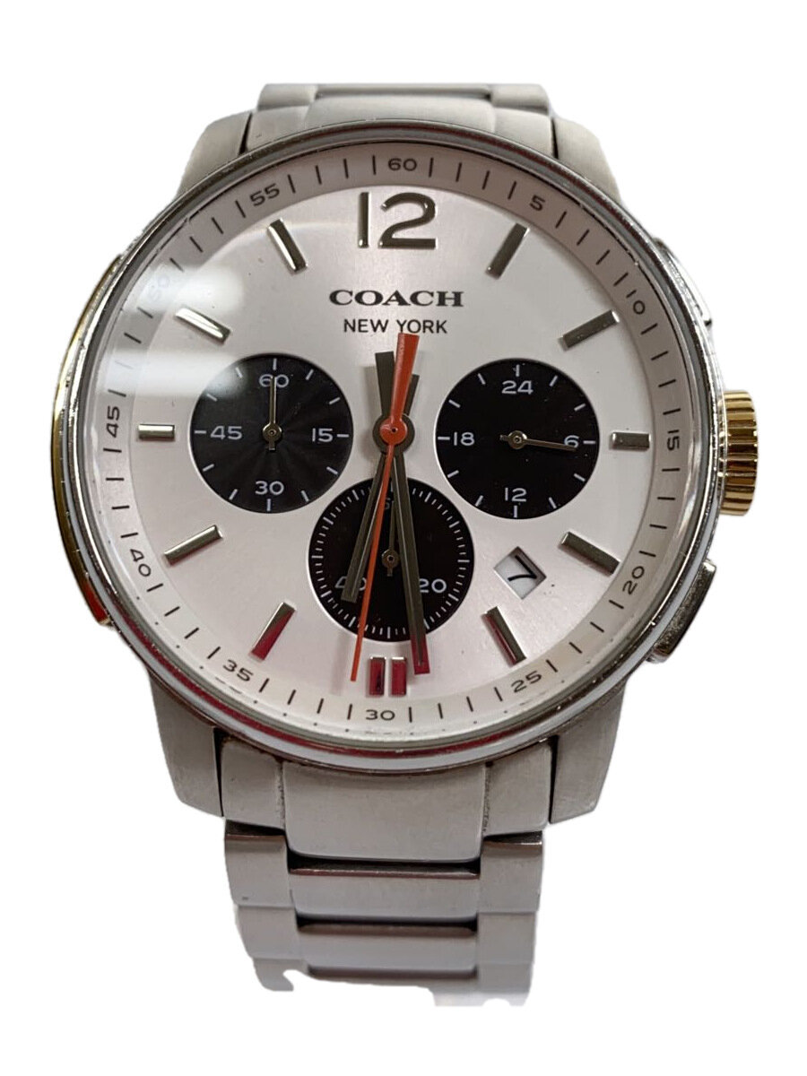 【中古】COACH◆石英ウオッチ/アナログ/ステンレス鋼/WHT/SLV/SS/CA74.1.20.0767【服飾雑貨他】