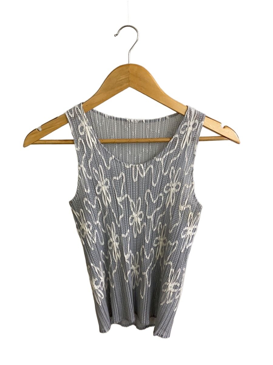【中古】PLEATS PLEASE ISSEY MIYAKE◆プリーツメッシュ/ノースリーブカットソー/3/ポリエステル/GRY/花柄/jk301//【レディースウェア】|2nd STREET 店