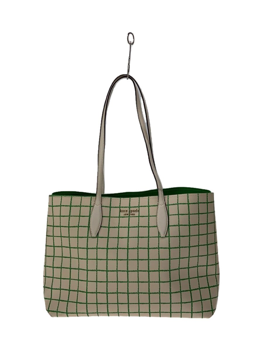 【中古】kate spade new york◆トートバッグ/--/WHT/照合のしるし【御徒面子】