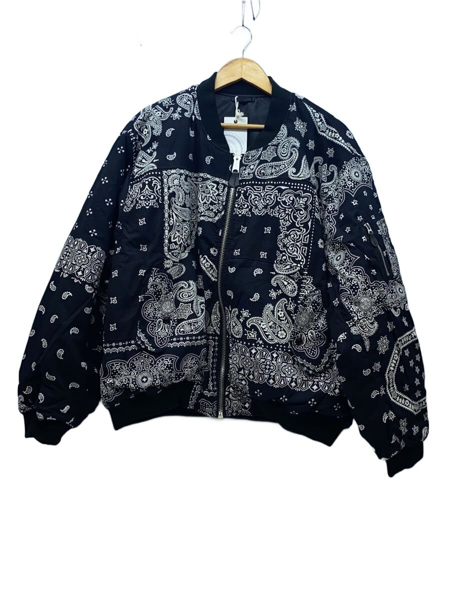 【中古】MIYAGIHIDETAKA◆×F.M.C.D/ボンバージャケット/上衣/L/綿織物/BLK/ペーズリー【メンズウェア】