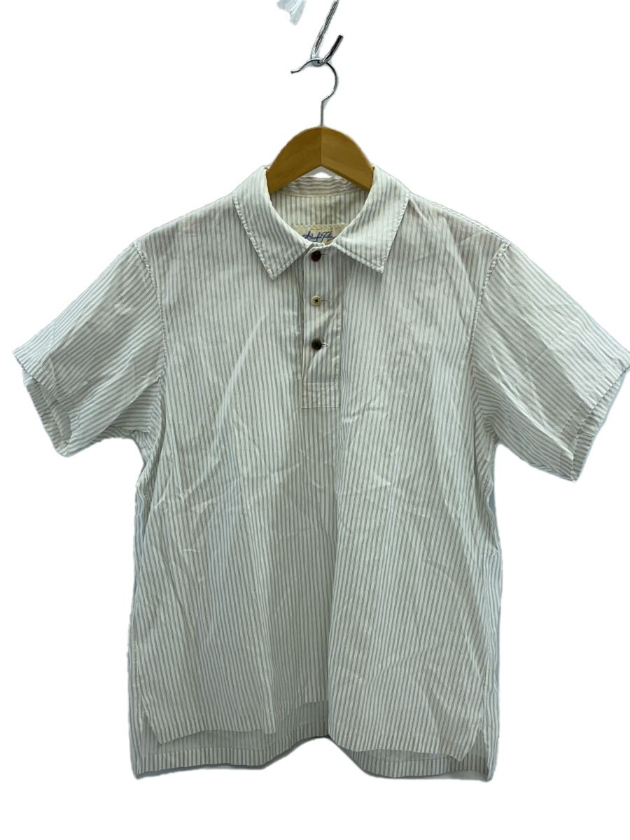 【中古】The crooked Tailor◆半袖プルオーバー/46/綿織物/WHT/縞模様【メンズウェア】