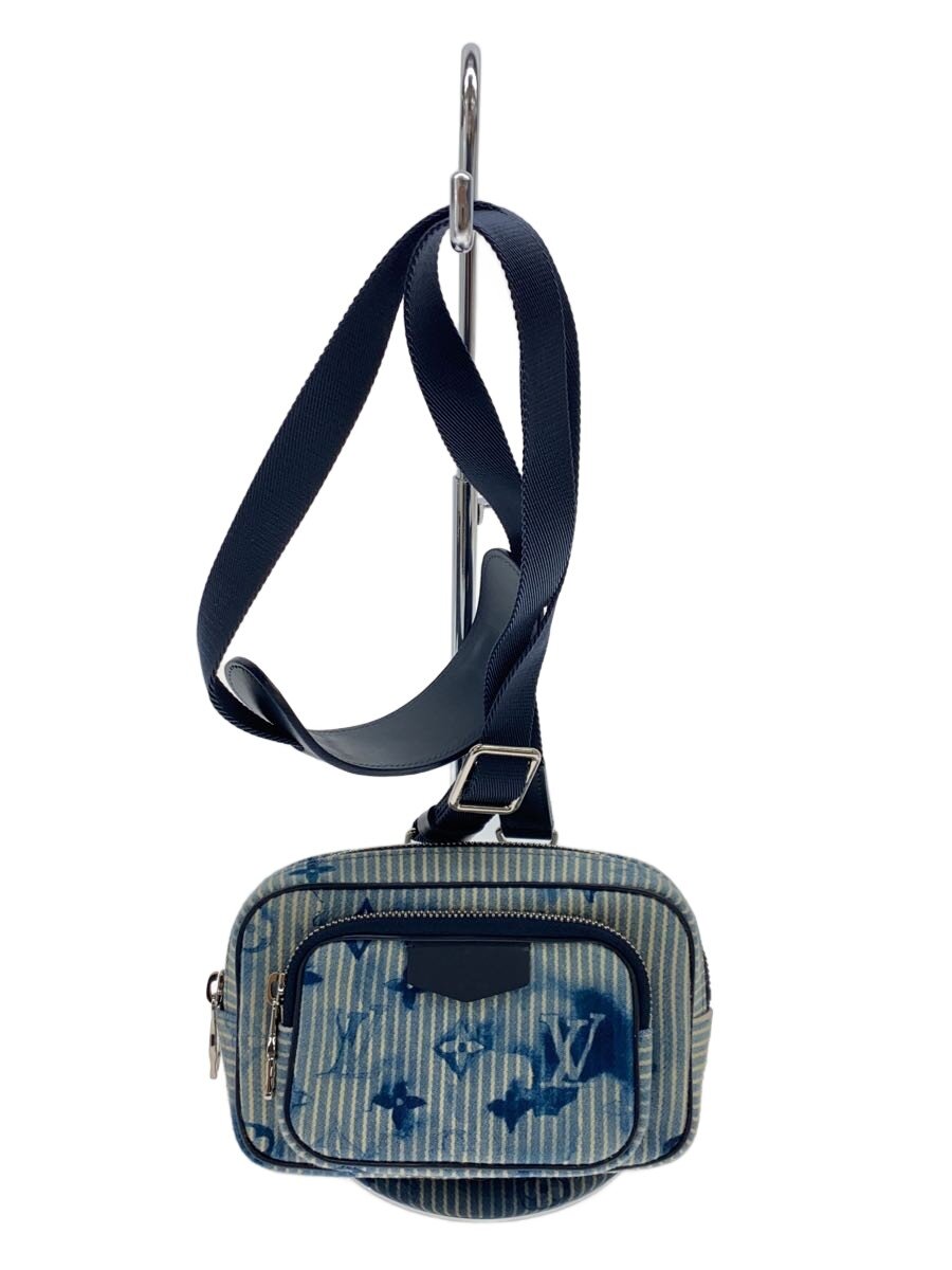 【中古】LOUIS VUITTON◆アウトドア・ポシェット_お水色合い・モノグラム/--/NVY/縞模様【御徒面子】