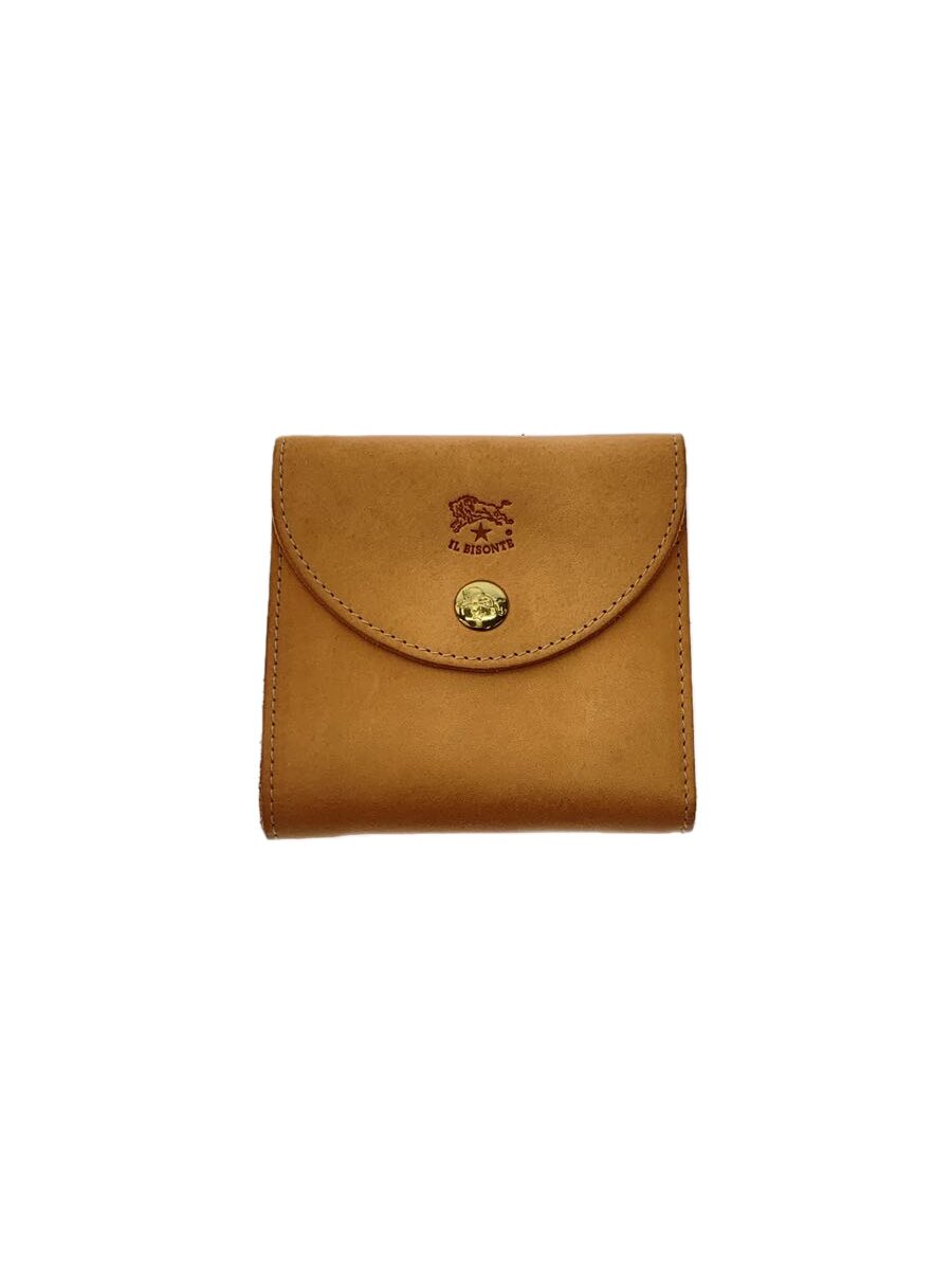 【中古】IL BISONTE◆2つ折り紙入れ/なめし革/BEG/メンズ/54182309240【服飾雑貨他】