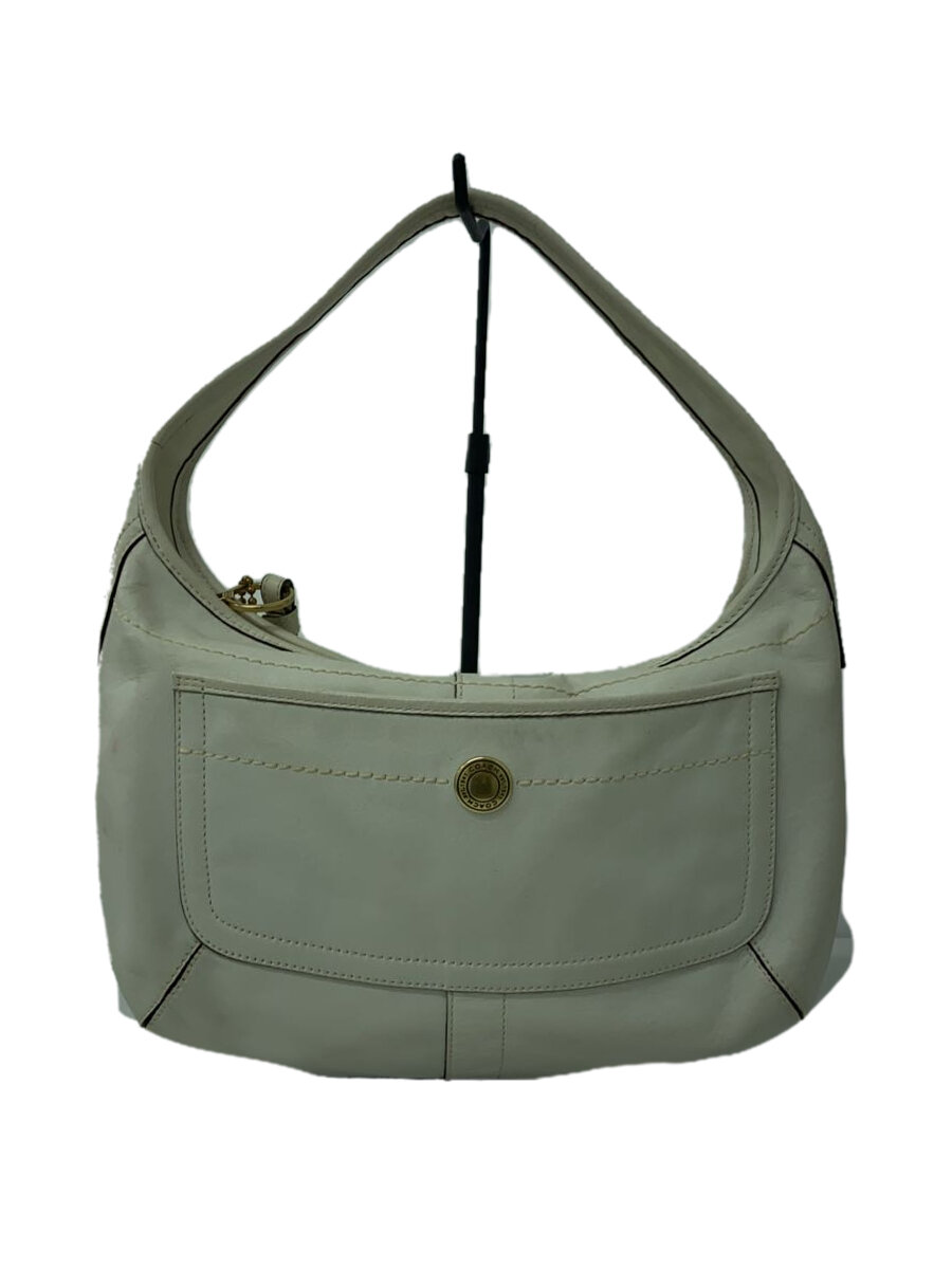 【中古】COACH◆ハンドバック_オールなめし革/なめし革/WHT【御徒面子】