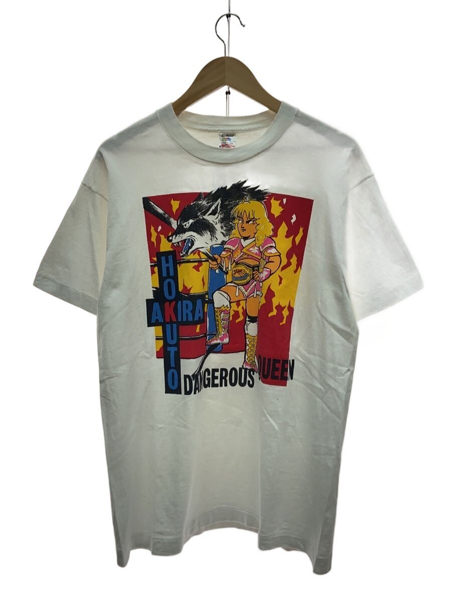 【中古】FRUIT OF THE LOOM◆90S/北斗昌/HOKUTO AKIRA/プロフェッショナルレスリング/プルオーバー/L/綿織物/WHT【メンズウェア】