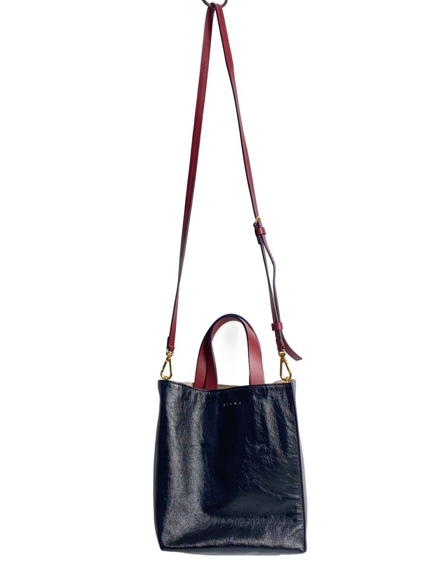 【中古】MARNI◆MUSEO SOFT/ショルダーバッグ/なめし革/BLK/SHMP0040Q0【御徒面子】