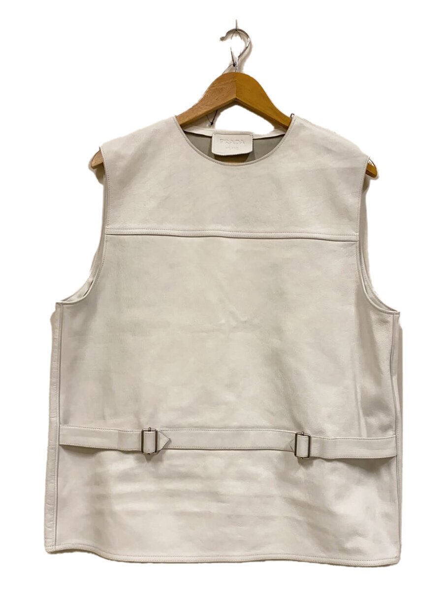【中古】PRADA◆23SS/なめし革より良い/より良い/50/なめし革/WHT/UPC194【メンズウェア】