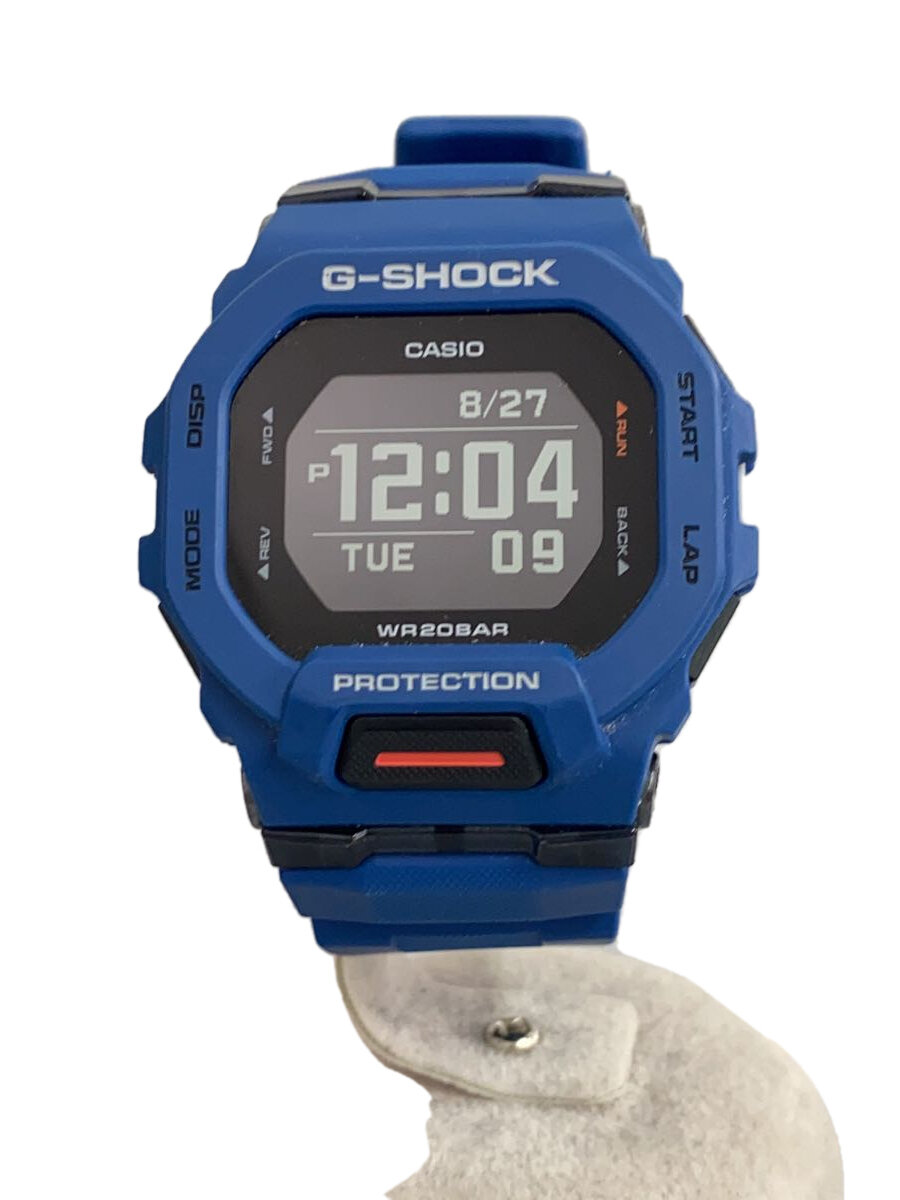 【中古】CASIO◆石英ウオッチ_G-SHOCK/デジタル/天然ゴム/BLK/BLU/SS//【服飾雑貨他】