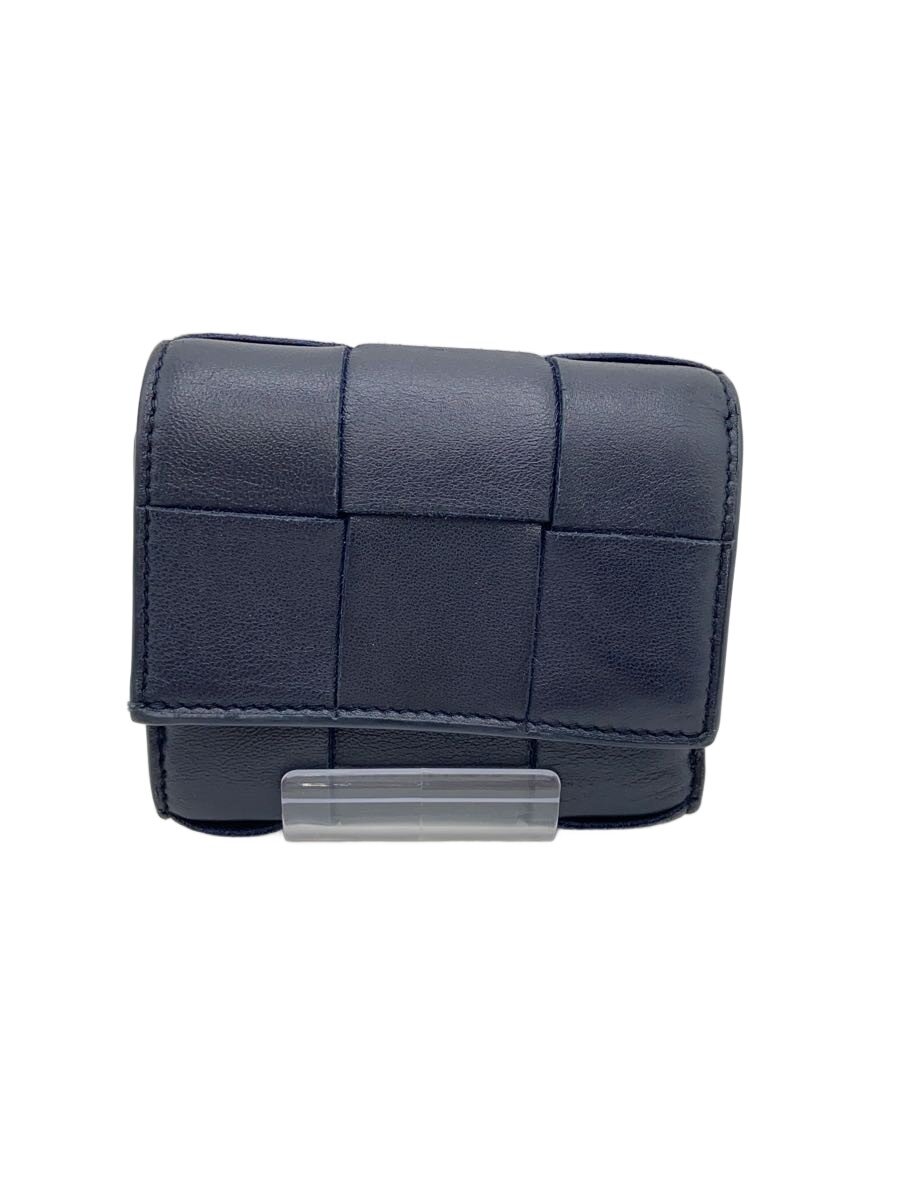 【中古】BOTTEGA VENETA◆3つ折り金入れ/なめし革/BLK/メンズ/651372/CASSETTE【服飾雑貨他】