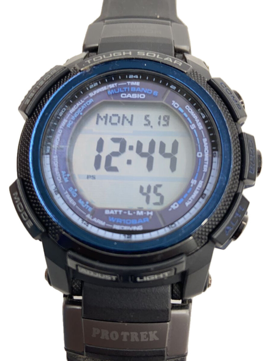 【中古】CASIO◆ソーラーウオッチ・PROTREK/デジタル/天然ゴム/BLK/BLK/SS【服飾雑貨他】