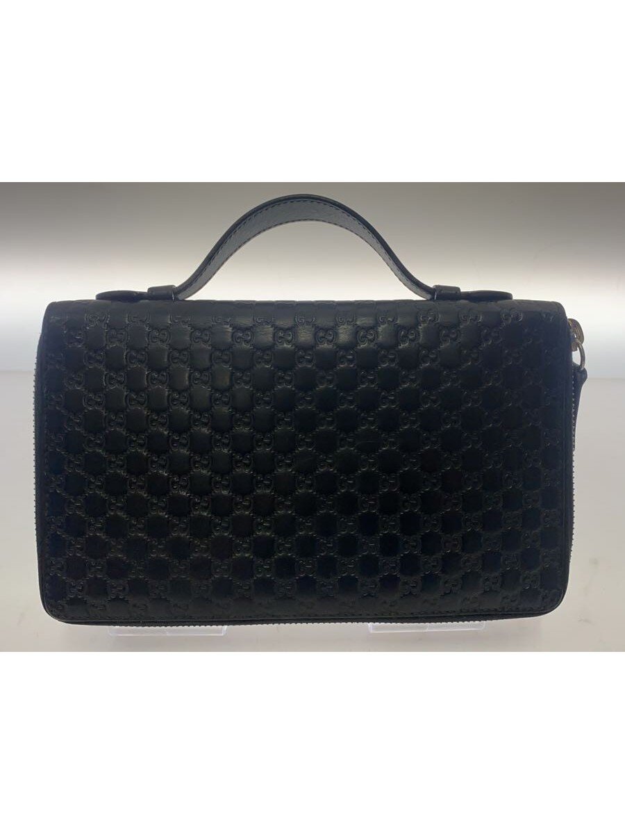 【中古】GUCCI◆書きもの容れもの_マイクログッチシマ/なめし革/BLK//【御徒面子】