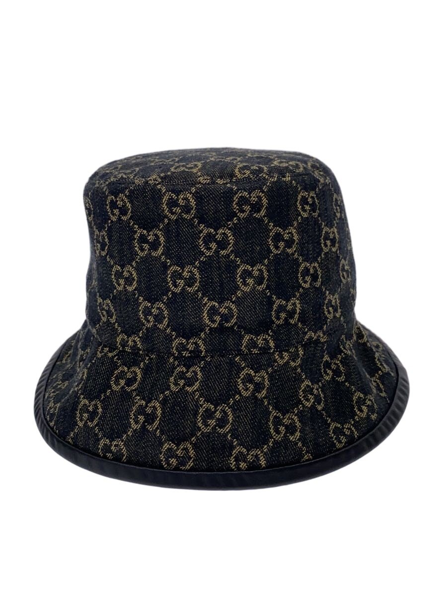 【中古】GUCCI◆井戸釣瓶かぶり笠/M/綿織物/BLK/総柄/メンズ/576371//【服飾雑貨他】
