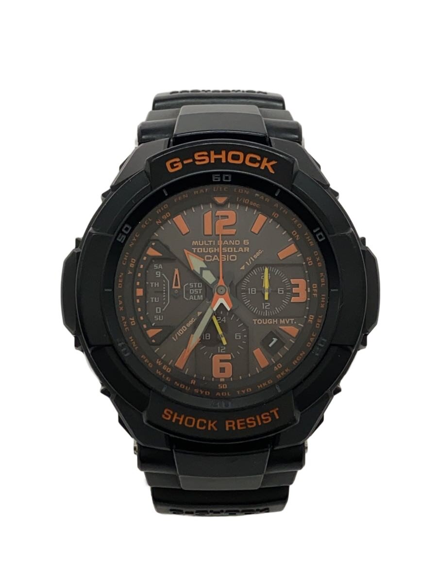 【中古】CASIO◆ソーラーウオッチ・G-SHOCK/アナログ/BLK【服飾雑貨他】