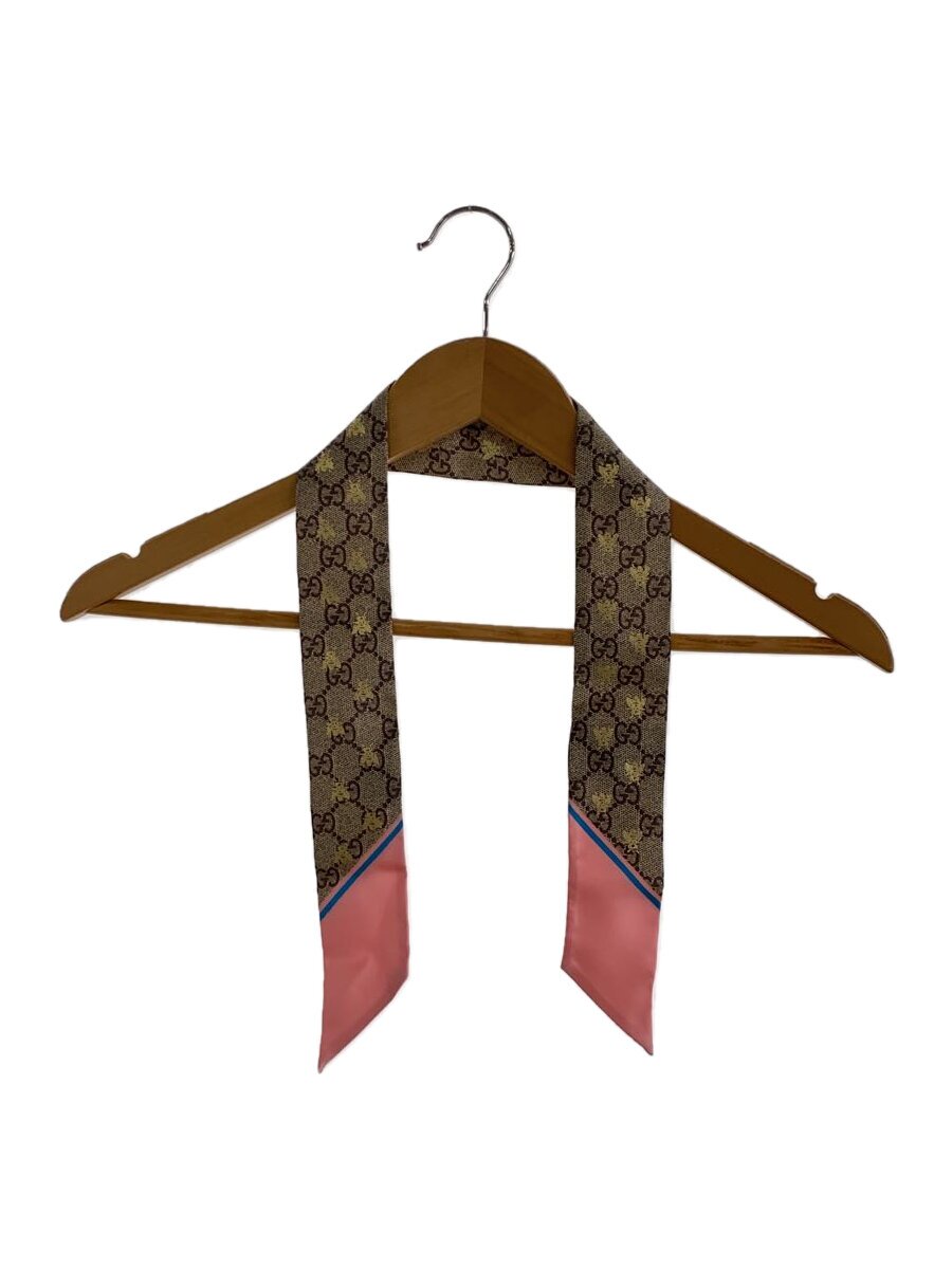 【中古】GUCCI◆えり巻き/地絹/GRY/総柄/レディース【服飾雑貨他】