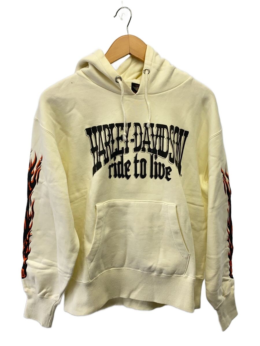 【中古】HARLEY DAVIDSON◆ファイヤーパターン/パーカー/L/綿織物/皮膚軟化剤【メンズウェア】