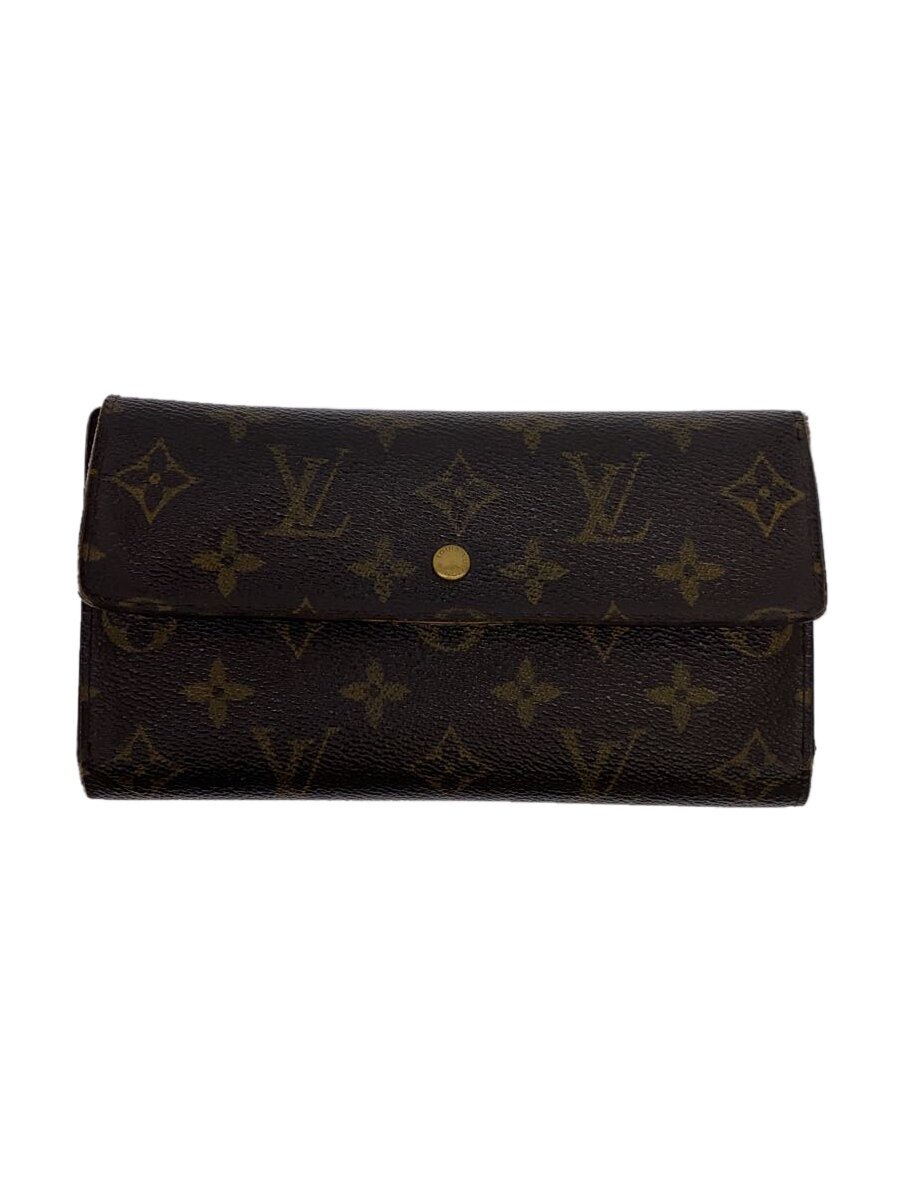 【中古】LOUIS VUITTON◆ポルト・トレゾール・インターナショナル_モノグラム・キャンバス/PVC/BRW/メンズ【服飾雑貨他】