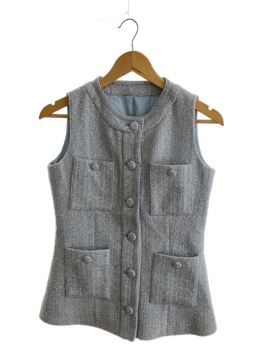 【中古】Darich◆24SS/サマーツイードジャケット/FREE/ポリエステル/BLU/総柄/112423002【レディース御召しもの】