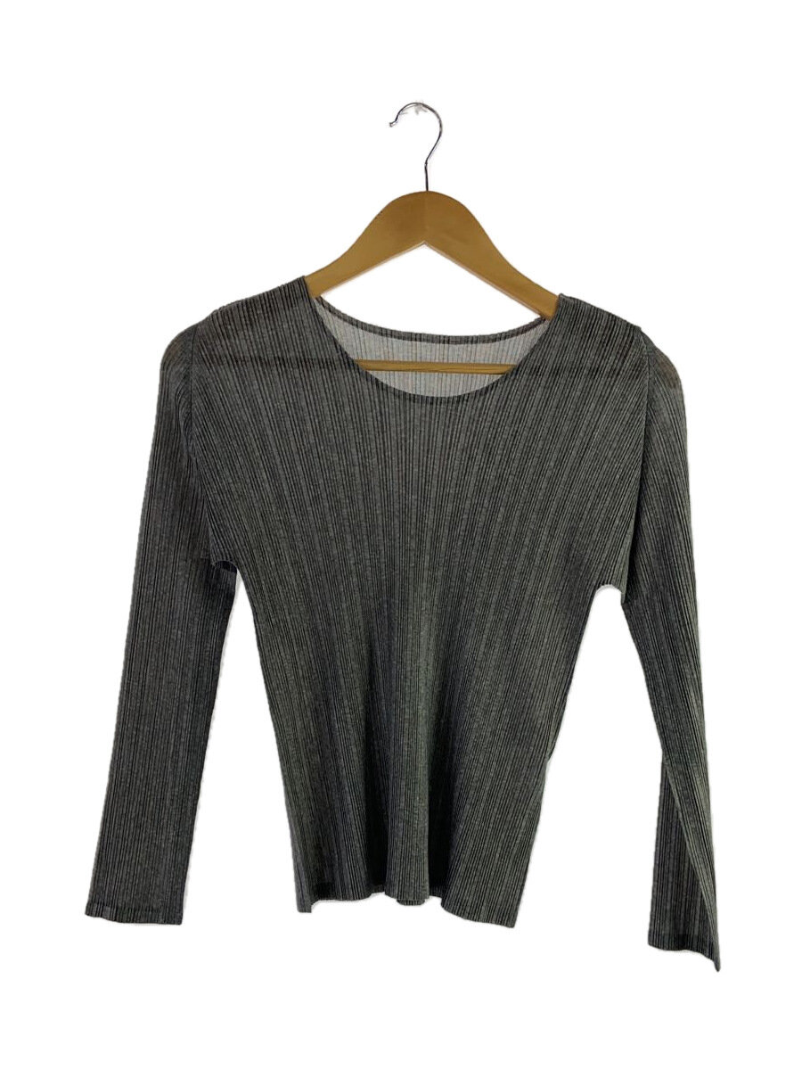【中古】PLEATS PLEASE ISSEY MIYAKE◆トップス/3/ポリエステル/GRY/無地/pp05fk112/RIB PLEATS BASICS【レディースお召しもの】