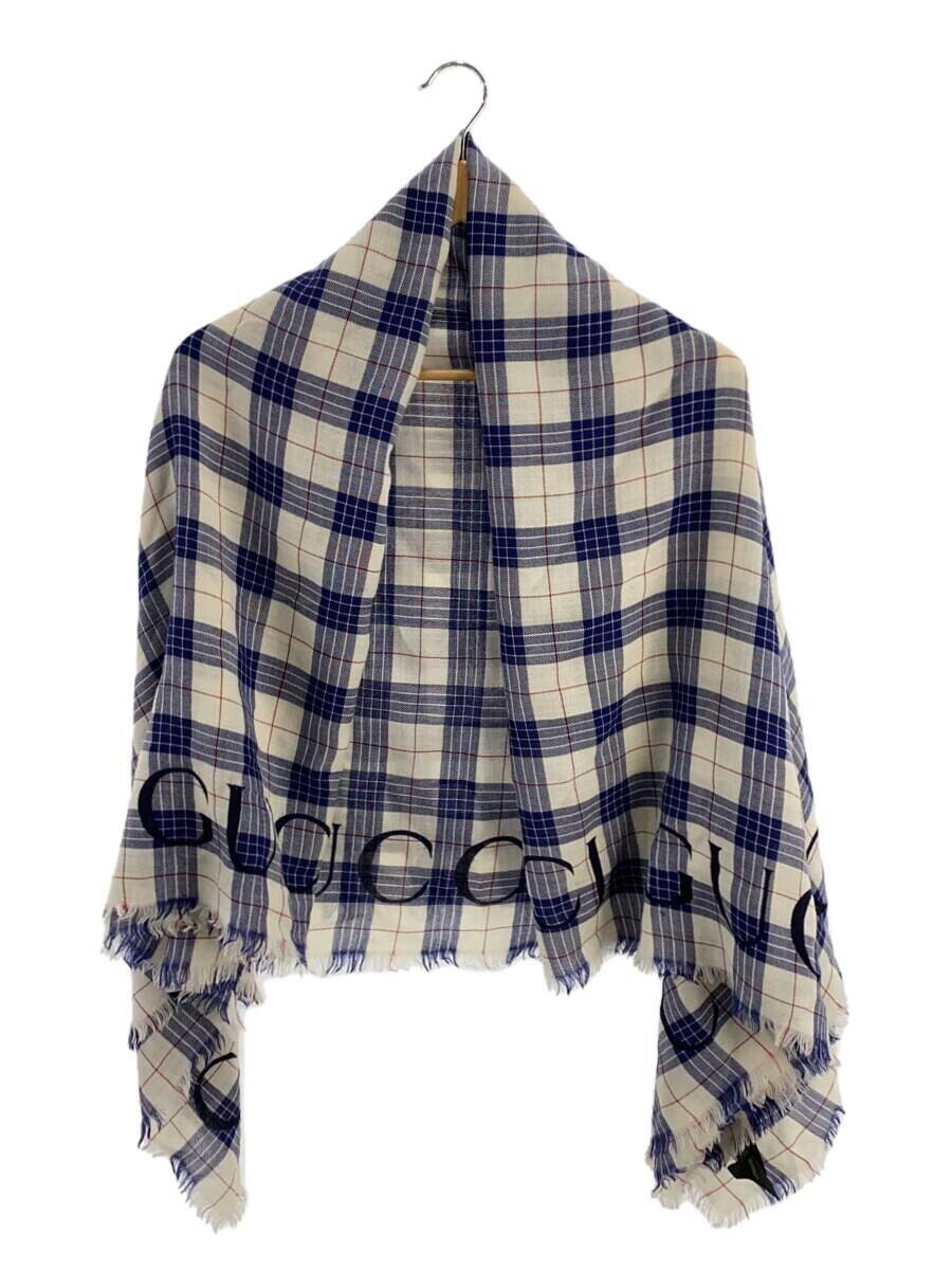 【中古】GUCCI◆袈裟/羊毛/BLU/照合のしるし/レディース【服飾雑貨他】